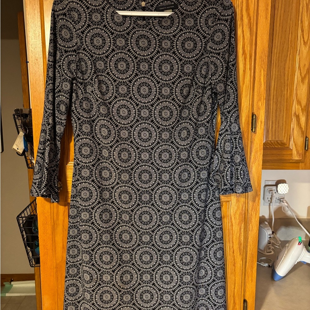 Tommy Hilfiger Black and White Circular Pattern Dress
